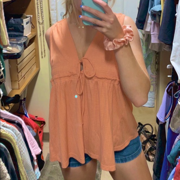 Free People salmon/orange/pink tank top! - Picture 1 of 3
